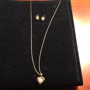 Opal pendant with matching studs